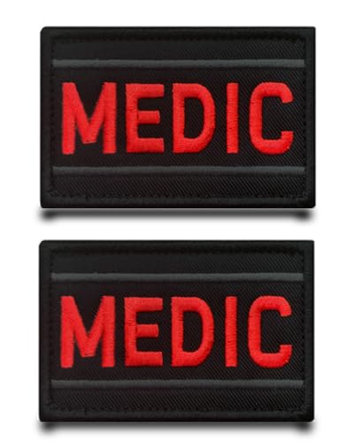 2 Stück Rot Medic Stickerei Flagge Patch Lustiger Gestickt Abzeichen mit Klett Taktisch Militär Patch Applikationen für Jeans Kleidung Taschen Rucksäcke Weste Hundegeschirr Draussen Kleidung Jacke von Tuyatezhi