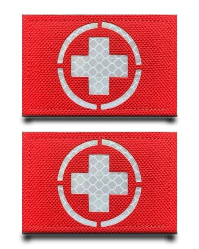 2 Stück Rot Sanitätskreuz IR Reflektierend Flagge Patch Abnehmbare Aufnäher mit Klettverschluss Taktisch Militär Patch Applikation für Weste Kleidung Klettbänder Rucksäcke Jacke Taschen von Tuyatezhi