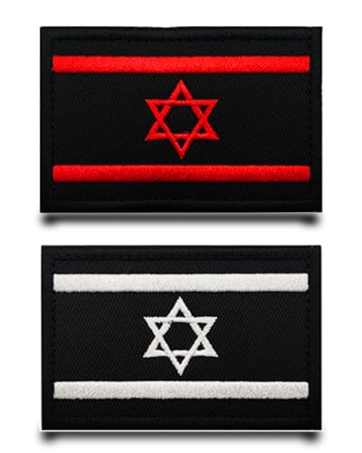 2 Stück Rot Weiß Israelisch Flagge-Patch Klett Taktische Militär Israel Patch,Aufnäher mit Klettverschluss Airsoft Patch für Rucksäcke Taktische Kleidung Taschen Abzeichen Klettbänder Jacke von Tuyatezhi