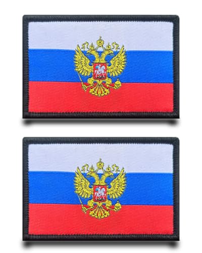 2 Stück Russland Adler Flagge Patch Klett Taktische Militär Patch,Aufnäher mit Klettverschluss Airsoft Patch für Jacke Klettbänder Rucksäcke Taktische Kleidung Taschen Abzeichen von Tuyatezhi