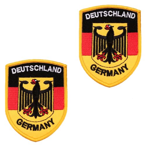 2 Stück Schild Deutschland Flagge Patch Bügelbild Aufbügler Iron On Flicken Applikation für Kleidung Baseballkappe Taschen Weste Jacke Rucksäcke von Tuyatezhi