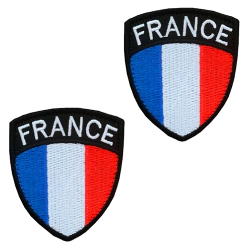 2 Stück Schild FRANCE Flagge Patch Bügelbild Aufbügler Iron On Flicken Taktisch Militär Applikation für Kleidung Baseballkappe Taschen Weste Jacke Rucksäcke von Tuyatezhi