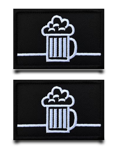 2 Stück Bier Schwarz Patch Klett Taktische Patch,Aufnäher mit Klettverschluss Airsoft Militär Patch für Klettbänder Rucksäcke Taktische Kleidung Taschen Abzeichen Jacke von Tuyatezhi