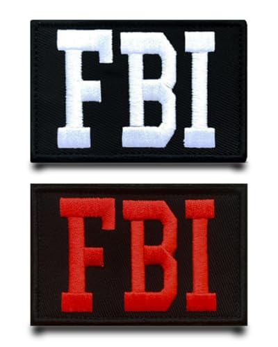 2 Stück Schwarz und Rot FBI Lustige Patch Abnehmbare Aufnäher mit Stickerei Taktische Militär Flagge Patch Applikation für Baseballkappe Rucksäcke Draussen Taschen Jacke Weste Kleidung von Tuyatezhi