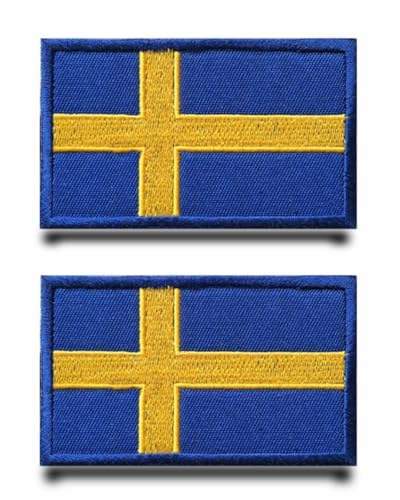 2 Stück Schweden Flaggen-Patch Klett Taktische Militär Sweden Patch,Aufnäher Mit Klettverschluss Airsoft Patch Für Jacke Rucksäcke Taktische Kleidung Taschen Abzeichen Klettbänder von Tuyatezhi