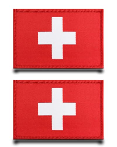 2 Stück Schweiz Flagge Patch Klett Taktische Militär Patch,Aufnäher mit Klettverschluss Airsoft Patch für Jacke Klettbänder Rucksäcke Taktische Kleidung Taschen Abzeichen von Tuyatezhi