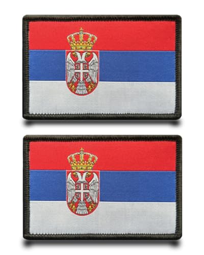 2 Stück Serbien Balkan Flagge Patch Abnehmbare Aufnäher mit Klettverschluss Applikation Taktisch Militär Patch für Kleidung Rucksäcke Jacke Taschen Weste von Tuyatezhi