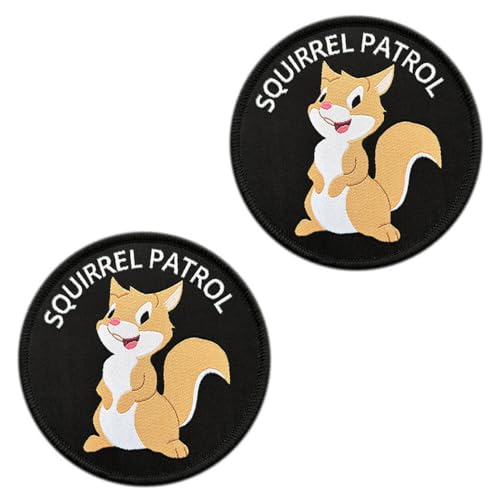 2 Stück Squirrel Patrol lustige bestickte Applikationen Hakenschlaufe abnehmbares Armband taktischer Verschluss Militärflagge Patch für Kleidung, Hundegeschirr, Rucksäcke, Weste, Jacke, Jeans, Hüte von Tuyatezhi