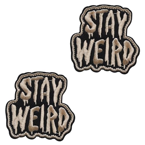 2 Stück Stay Weird Klettverschluss-Aufnäher, lustiger Verschluss, taktisches, buntes gesticktes Emblem, abnehmbare Militär-Applikation für Kleidung, Hüte, Jacken, Rucksäcke, Westen, Jeans, von Tuyatezhi