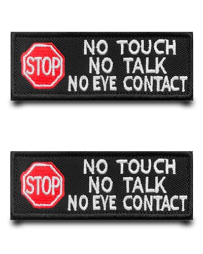 2 Stück "Stop No Touch No Talk No Eye Contact" Flagge Patch Gestickt Abzeichen Aufnäher mit Stickerei Patch Applikation für Blindenhunde Geschirrweste Diensthunde von Tuyatezhi