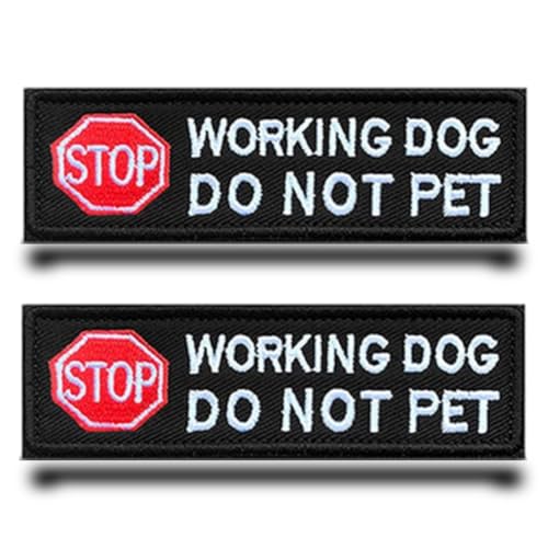 2 Stück"Stop Working Service Dog Embroidered"Flagge Patch Gestickt Abzeichen Aufnäher mit Klett Patch Applikation für Blindenhunde Geschirrweste Diensthunde von Tuyatezhi