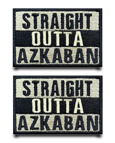 2 Stück Straight Outta Azkaban Funny Flag Patch Emblem Tactical Embroidered Fastener Hook & Loop Applique Military Patches for Clothes,Jeans,Jacket,Hats Backpacks,Vest,Bags,Caps von Tuyatezhi