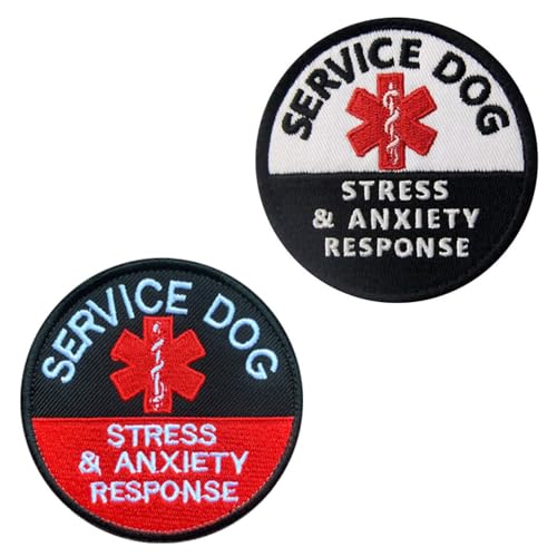 2 Stück"Stress & Anxiety Response"EMT Service Dog Patch Klett Taktische Militär Aufnäher mit Klettverschluss Applikation Patch für Hundegeschirr Taktische Hund Kleidung Baseballkappe Weste von Tuyatezhi