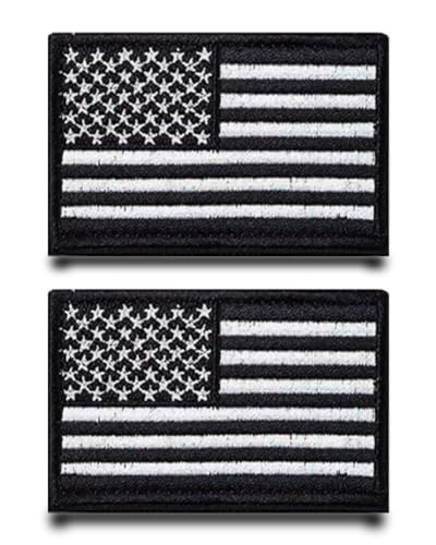 2 Stück USA Amerikaner Flagge Patch Abnehmbare Aufnäher mit Stickereiverschluss Taktisch Militär Patch Applikation für Taschen Rucksäcke Weste Hundegeschirr Draussen Kleidung Jacke Jeans von Tuyatezhi