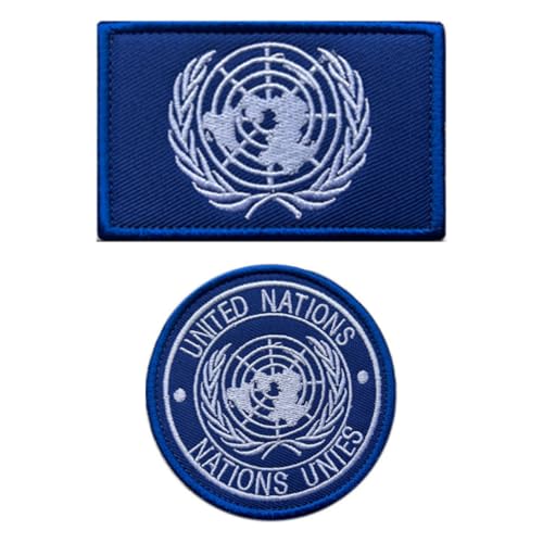 2 Stück"United Nations"Blau Vereinten Nationen Flagge Patch Stickerei Taktische Militär Patch,Aufnäher mit Stickereiverschluss Applikationen für Taktische Kleidung Jacke Stickereibänder Rucksäcke von Tuyatezhi