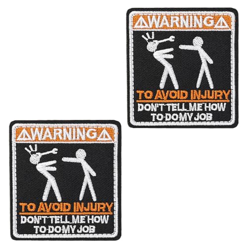 2 Stück Warning Don't Tell Me How To Do My Job Lustige Taktisch Flagge Patch klett Stickerei Abnehmbare Aufnäher mit Klettverschluss Applikation für Jacke Weste Rucksäcke Baseballkappe Kleidung von Tuyatezhi