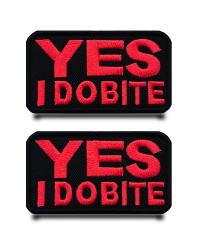 2 Stück"YES I DO BITE"Lustige Flagge Patch Abnehmbare Aufnäher mit Stickereiverschluss Applikation Taktisch Militär Patch für Kleidung Taschen Abzeichen Jacke Weste Rucksäcke von Tuyatezhi