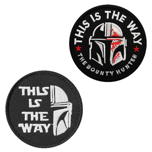 2 Stück kompatibel mit "This is the Way"-Stickerei, lustige Aufnäher, taktische Aufnäher, Applikationen, Schlaufe und Haken, Abzeichen Armband, Militär-Patch für Rucksäcke, Kleidung, Jeans, Hüte, von Tuyatezhi