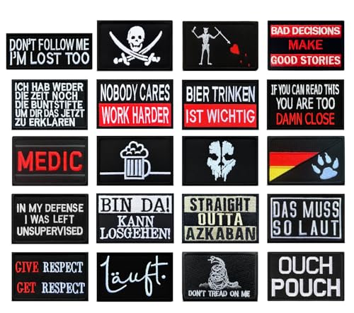 20 Stück Taktische Lustige Patch Abnehmbare Aufnäher mit Klettverschluss Militär Flagge Patch Applikation für Rucksäcke Draussen Jacke Weste Kleidung Baseballkappe Taschen von Tuyatezhi