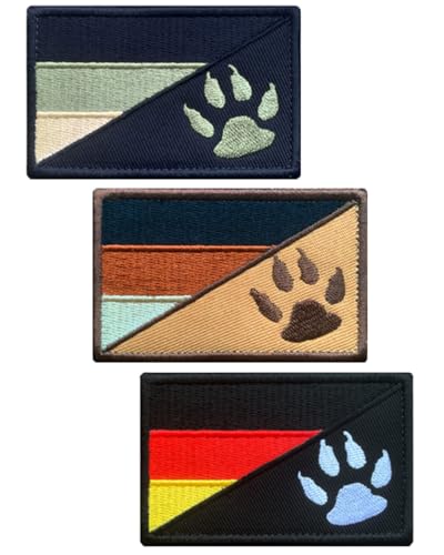 3 Stück Hundepfote Deutschland Flagge-Patch Klett Taktische Militär Patch,Aufnäher mit Klettverschluss Airsoft Patch für Taktische Hund Kleidung Baseballkappe Weste Hundegeschirr von Tuyatezhi