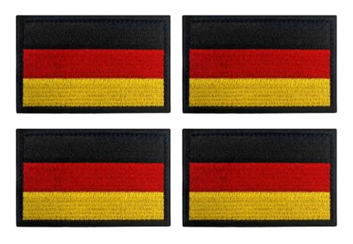 4 Stück 6 * 4cm Deutsche Flagge Patch Abnehmbare Aufnäher mit Stickereiverschluss Taktisch Militär Patch Applikation für Rucksäcke Jacke Jeans Taschen Weste Hundegeschirr Draussen Kleidung von Tuyatezhi