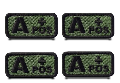 4 Stück Typ A+ positiv Taktisch Grün Lustig Flagge Patch Abnehmbare Aufnäher mit Klettverschluss Taktisch Militär Patch Applikation Für Kleidung Taschen Weste Jacke Rucksäcke von Tuyatezhi