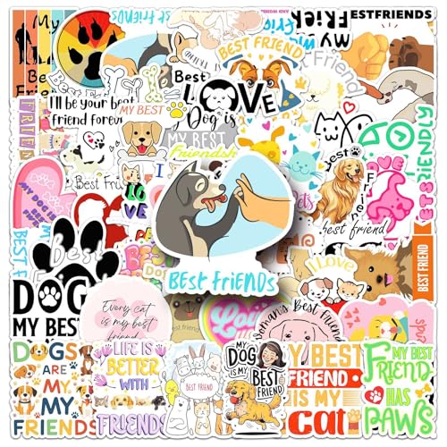 50 Stück Pets are The Best Friends-Aufkleber für Laptop, Wasserflaschen, Fahrrad, Skateboard, Computer, Haustier-Slogan, niedlicher Stil, dekorative Aufkleber, wasserdichtes Vinyl, Graffiti-Aufkleber von Tuyatezhi