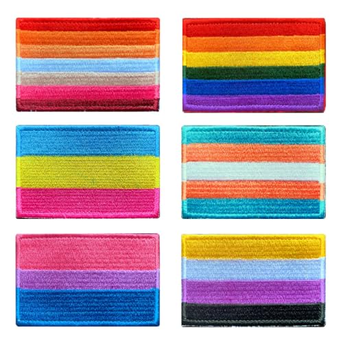 6 Stück Regenbogen Homosexuell Stickerei Patch Abnehmbare Aufnäher Nylon Abzeichen Taktische Flagge Patch Applikation für Rucksäcke Kleidung Baseballkappe Taschen Jacke Weste von Tuyatezhi