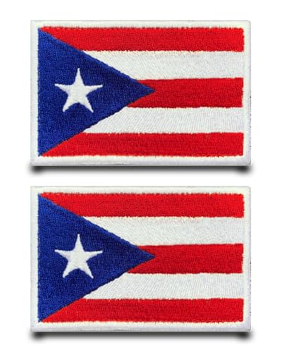 Aufnäher mit Puerto Rico-Flagge, taktischer bestickter Verschluss, zum Aufbügeln oder Aufnähen, für Rucksäcke, Kleidung, Jeans, Mützen, Jacken, Westen, Taschen, Hüte, 2 Stück von Tuyatezhi