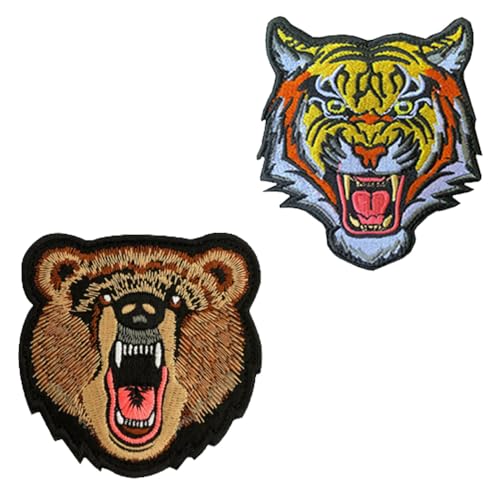 Lustige Aufnäher mit Tiger- und Bären-Stickerei, taktische Aufnäher, voll bestickte Applikationen für Schlaufe und Haken, Militärflagge, Patch für Rucksäcke, Kleidung, Jeans, Hüte, Jacken, Westen, von Tuyatezhi