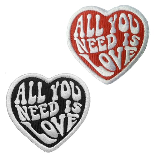 Lustiger Aufnäher mit Aufschrift "All You Need is Love", bestickt, zum Aufbügeln oder Aufnähen, für Kleidung, Jeans, Mützen, Rucksäcke, Jacken, Westen, Taschen, 2 Stück von Tuyatezhi