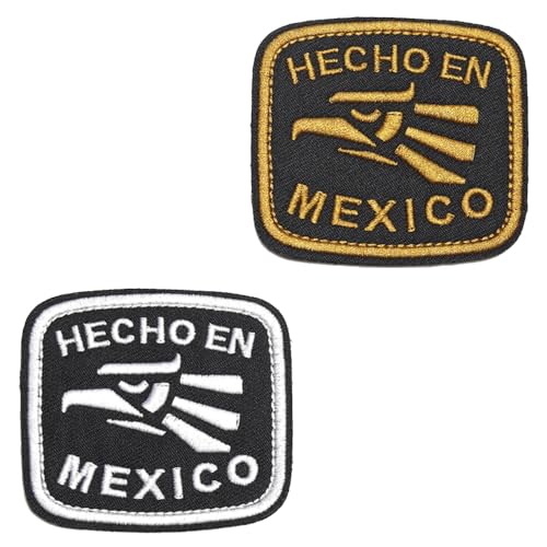 Lustiges Hecho En Mexico Taktisches Aufnäher, bestickter Verschluss, Militär-Aufnäher für Jeans, Taschen, Hüte, Kleidung, Rucksäcke, Jacken, Westen, 2 Stück von Tuyatezhi