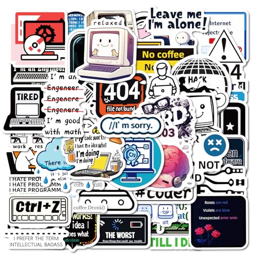 Programmierer-Aufkleber für Laptop-Wasserflaschen, Fahrrad, Skateboard, Computer, Programm, niedlicher Stil, dekorative Aufkleber, wasserdichtes Vinyl für Wand, Graffiti-Aufkleber für Mädchen, Jungen, von Tuyatezhi