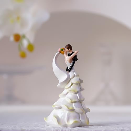 Tuzsocr Dekoration für Hochzeitstorte, Küssendes Brautpaar Figur für Hochzeitstorte, Tortenfigur, Dekofigur Brautpaar Hochzeitspaar Wedding Hochzeit Trauung Hochzeitstorte Cake-Topper 15cm (Stil 2) von Tuzsocr