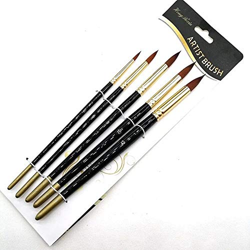 Tweal Künstlerpinselset,5 Pcs Künstler Pinsel Set Nylon Hair Paint Brush Set für Künstler Aquarell Acryl Ölmalerei von SATOHA