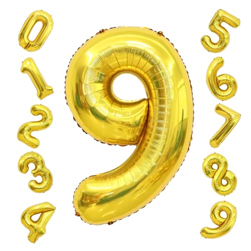 Zahlen Luftballon Geburtstag Folienballon Goldene 9 Luftballons Zahlen Helium Ballons Für Geburtstagsdeko, Hochzeitsdeko, Party Deko, Neujahrsdekoration, JubiläUmsdekoration, Hochzeiten, Feste von Twidels