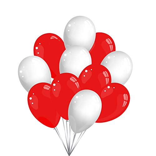 Premium Luftballons in Rot Weiß - Made in DE - 100% Naturlatex & 100% biologisch abbaubar – 30 Stück - Geburtstag Party Karneval - für Helium geeignet - twist4® 30 Stück von Twist4