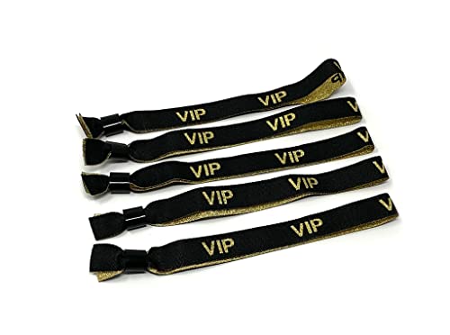 Twist4 VIP Stoff Einlassbänder VIP Stoffbänder Festivalbändchen Kontrollbänder VIP Eintrittsbänder- für Silvester Party Feste Festivals (25, schwarz/gold) von Twist4