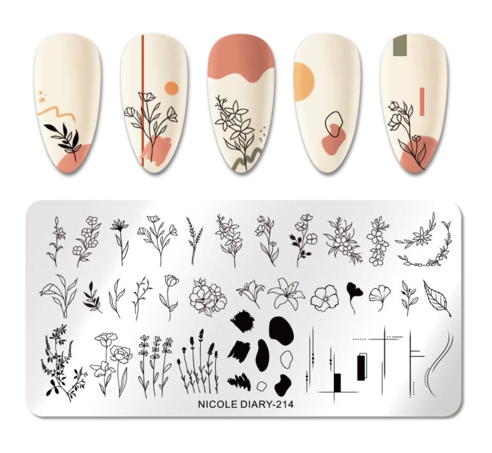 Natürliche Blumen Nagel Platte Für Diy Maniküre Kunst/ Nail Art Vorlage Stanzwerkzeug Schablone/Nageldesign von TwistedRealityCrafts