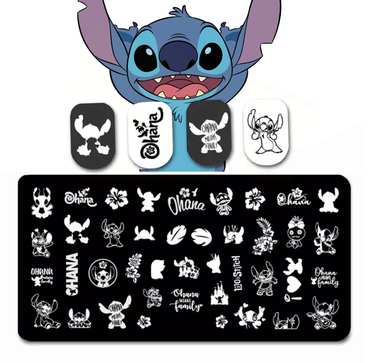 Ohana Nagel Stempel Platte Für Diy Maniküre Nail Art Stamping Tool Stempeln/Lilo Und Stich von TwistedRealityCrafts