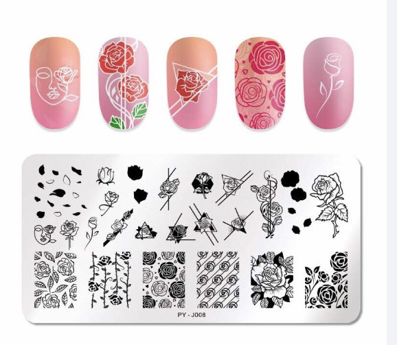 Rosen Nail Art Stamping Platte Nagel Stempel Für Diy Maniküre von TwistedRealityCrafts