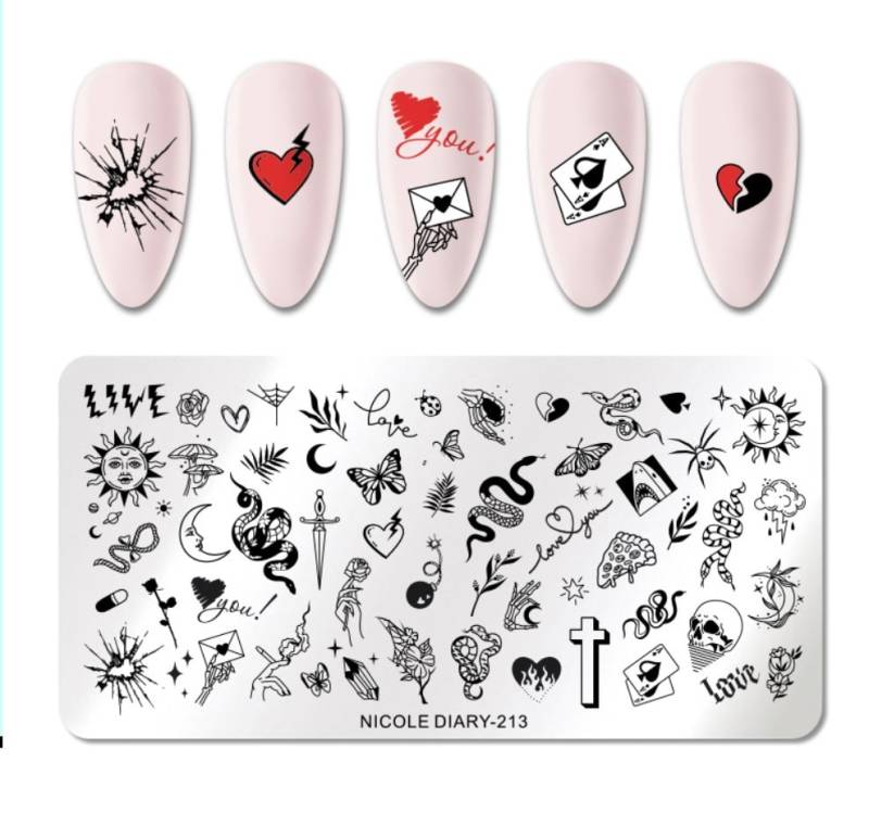 Süße Liebe Valentinsgrüßen Nagel, Der Platte Für Diy Maniküre Art Stempelt/Nail Vorlage Stamping-Werkzeug Schablone Stempelplatte Nageldesign von TwistedRealityCrafts