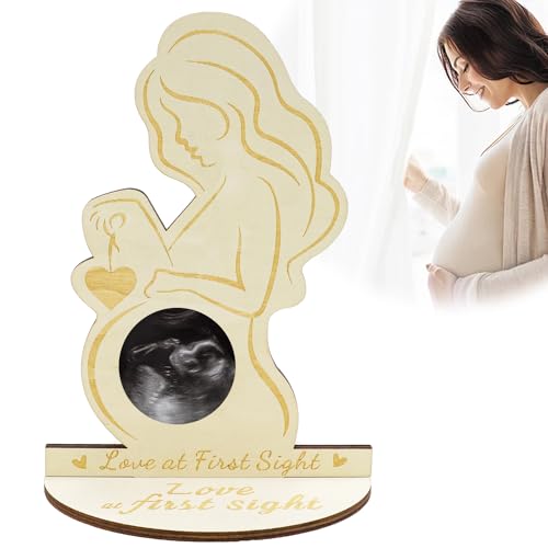 Tyafzzn Schwangere Mama Bump Foto Ultraschall, Schwangere Bilderrahmen Holz Geschenke, Geschenkidee für Werdende Mütter, Bilderrahmen Ultraschallbild Schwangere von Tyafzzn