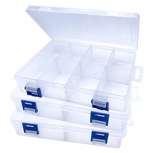 3 Stück Aufbewahrungsbox mit 8 Fächern, Transparente Aufbewahrungsbox mit Fächern, Plastik Sortierbox Aufbewahrungsbox mit Fächern, 8 Gitter Organizer Box für Zubehör Perlen Schmuck Ohrring von Tyanlenr