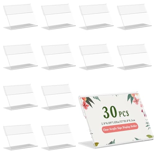 30 PCS Transparenter Vertical Acryl Etikettenhalter, Preisschilder Aufsteller Mini, Preisschilder Aufsteller Acryl Klein, Klarer Acryl Aufsteller Etikettenhalter für Geschäfte Supermärkte Büros von Tyanlenr