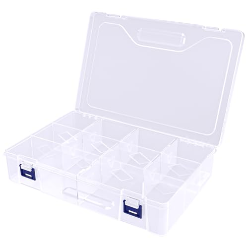 Plastik Aufbewahrungsbox mit 10 Fächern, 10 Gitter Transparenter Aufbewahrungs Box mit Fächern, Plastik Sortierbox Doppelte Schnalle Organizer Box für Zubehör Perlen Schmuck Ohrring von Tyanlenr