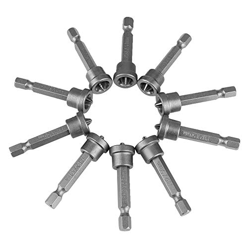 10 Stück Trockenbau Bit, 50 mm Sechskant Schraubendreher Bit Set Trockenbauschrauben Bits Magnetischer Bithalter, PH2 Bit mit Tiefenanschlag für Gipskartonschrauben Schnellbauschrauben von Tyenaza