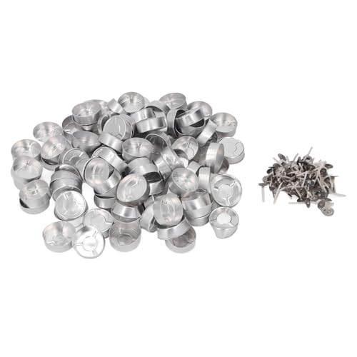 100 Sets Aluminium -Tee -Leuchten Tassen mit Kerzendocht Metall Tea Light Dosen leerer Gehäuse Kerzenwachs Container Kerzengläser Kerzen für DIY -Kerzen machen von Tyenaza