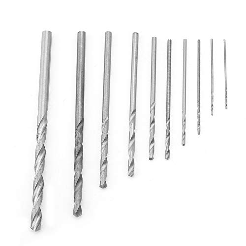 10PCS HSS Bohrer, Durable High Speed ​​Steel Zylinderschaft Titan Spiralbohrer Set 0,5-3mm Spiralbohrer Bohrwerkzeuge 0.5 Drill Bit for Fibreglass von Tyenaza