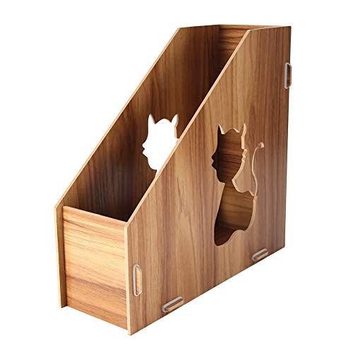 Stehsammler, Abnehmbar Holz Schreibtisch Organizer Stehsammler Archivsammle DIY Buchablagen, Hölzerner Hohler Katzen Desktop Datei Organizer für Büro, Zuhause, Schule von Tyenaza